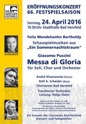 Tickets für Eröffnungkonzert 66. Bad Hersfelder Festspielsaison am 24.04.2016 - Karten kaufen